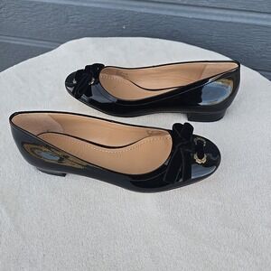 Coach Lia Ballet G2284 Low Block Heels‎ Patent Leather Size 7B Black W/Bow NWOB
